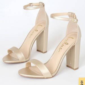 Lulus Taylor Gold Ankle Strap Heels